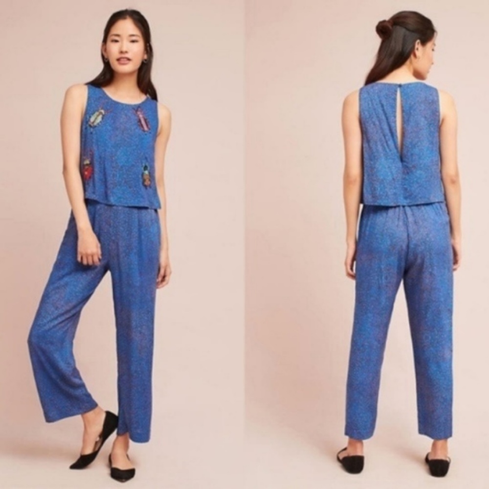 Anthropologie Conditions Apply Critter Beetle Beaded Jumpsuit